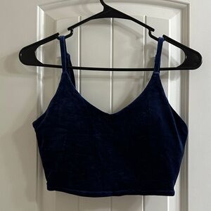 Athleta Midnight Blue Velvet Crop Top